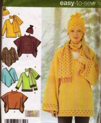 4782 FLEECE PULLOVER TOP, PONCHO, SCARF, HAT PATTERN 6-16,18-24